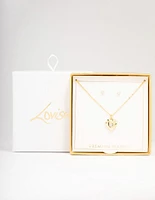 Gold Cubic Zirconia Heart Jewellery Set