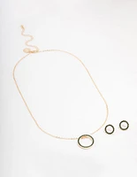 Gold Diamante Open Circle Jewellery Set