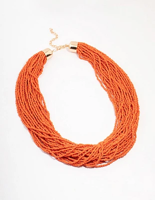 Orange Layered Beaded Necklace