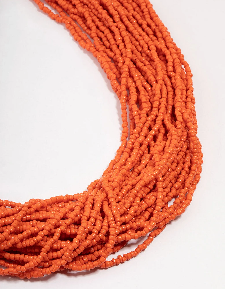 Orange Layered Beaded Necklace