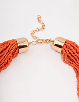 Orange Layered Beaded Necklace