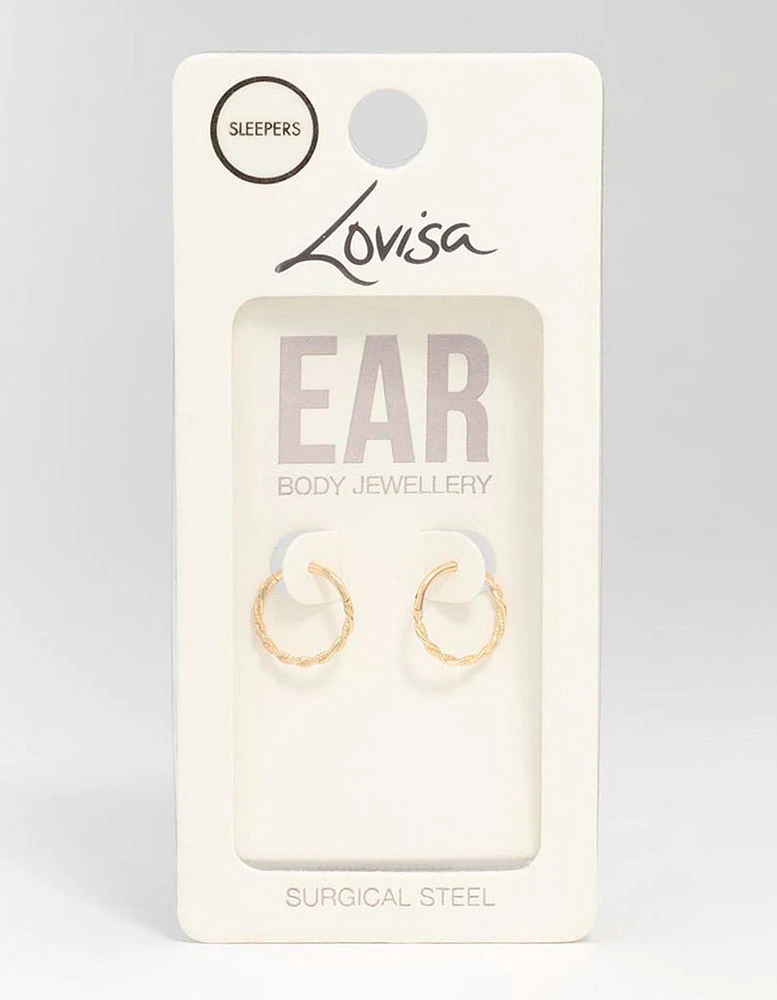 Gold Plated Surgical Steel Sleeper Earrings 10MM