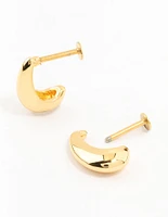 Gold Plated Surgical Steel Teardrop Hoop Flat Back Earrings 2-Pack