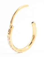 Gold Plated Surgical Steel Pave Band Clicker Ring