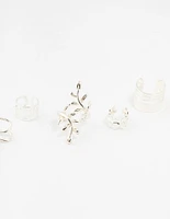 Silver Leaf & Pearl Mixed Ear Cuffs 6-Pack