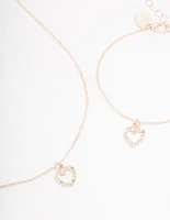 Rose Gold Heart Diamante Jewellery Set