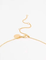 Gold Plated Emerald Baguette Station Necklace