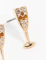 Gold Champagne Flute Stud Earrings