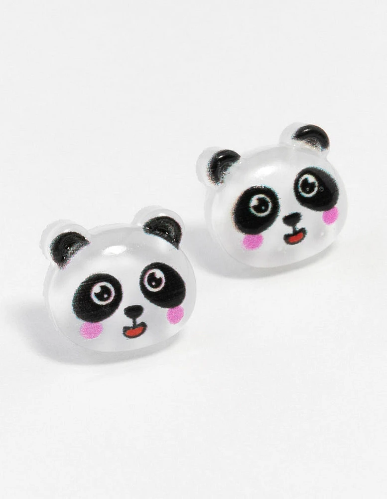 Plastic Blush Panda Stud Earrings