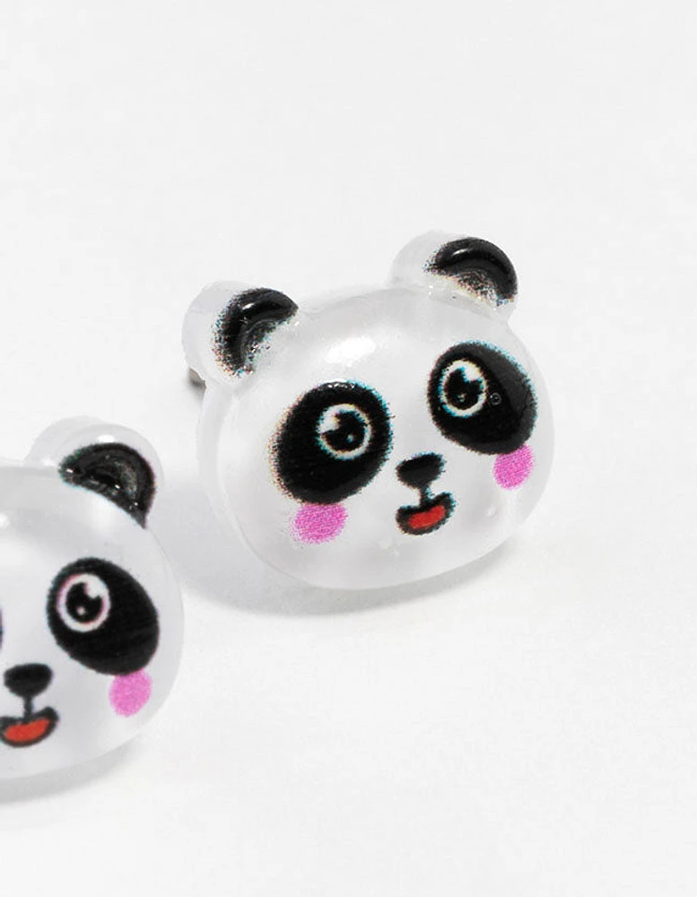 Plastic Blush Panda Stud Earrings