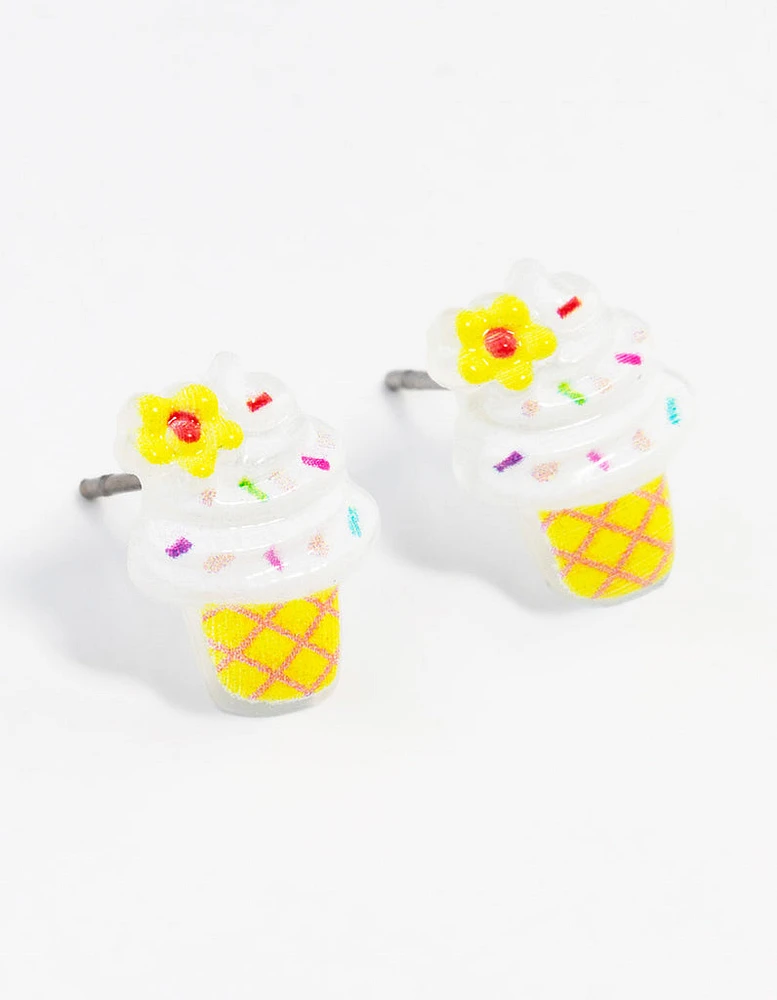 Plastic Ice cream Cone Stud Earrings