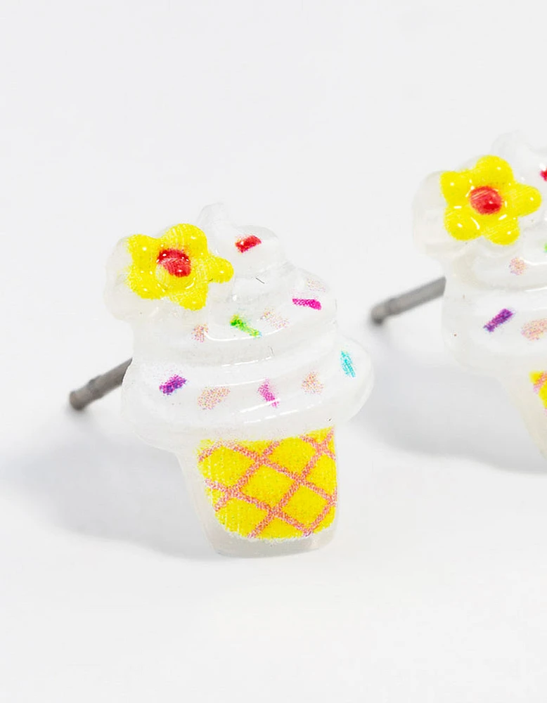 Plastic Ice cream Cone Stud Earrings