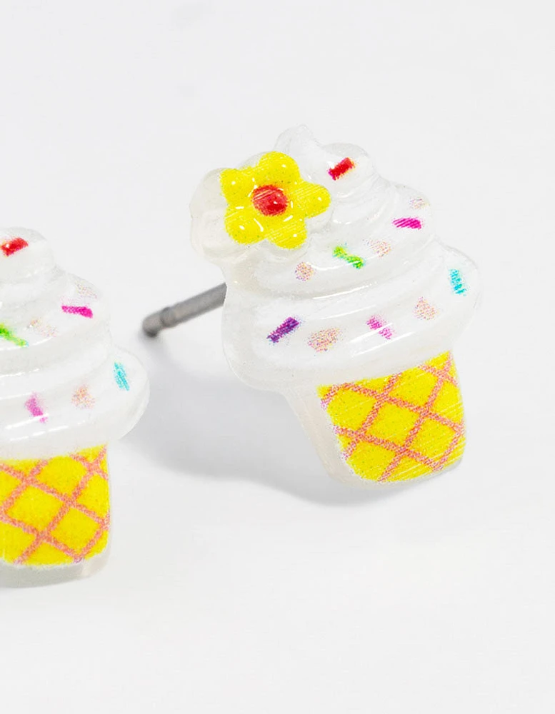 Plastic Ice cream Cone Stud Earrings