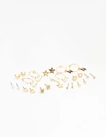 Gold Celestial Cross Earrings 12-Pack