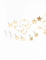 Gold Celestial Cross Earrings 12-Pack