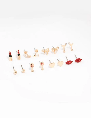 Gold Girls Night Out Earrings 8-Pack