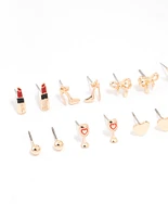 Gold Girls Night Out Earrings 8-Pack