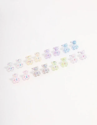 Silver Gummy Bear Earring 8-Pack