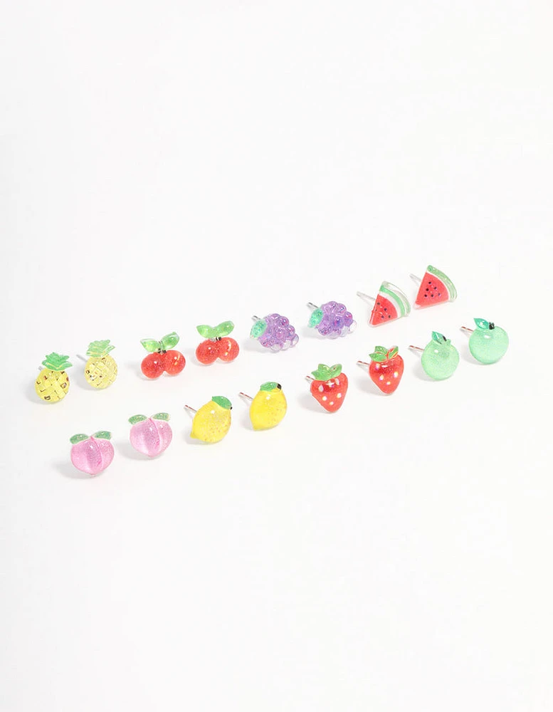 Rhodium Fruit Salad Earring 8-Pack