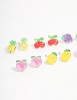 Rhodium Fruit Salad Earring 8-Pack