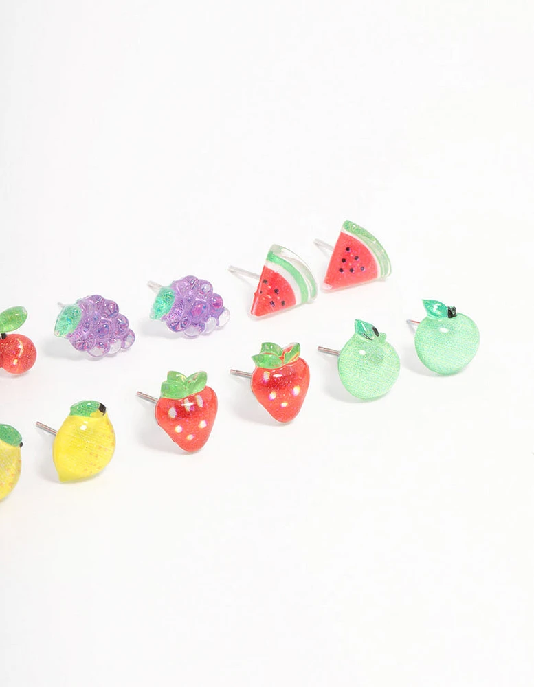 Rhodium Fruit Salad Earring 8-Pack