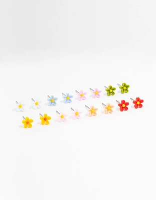 Silver Daisy Earrings 8-Pack