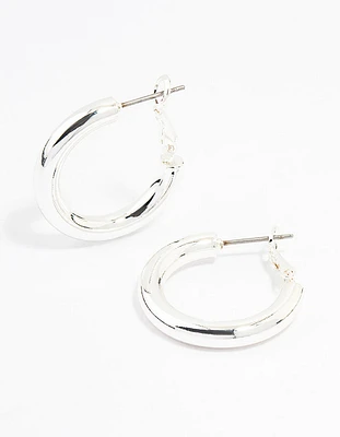 Silver Thin C Hoop Earrings