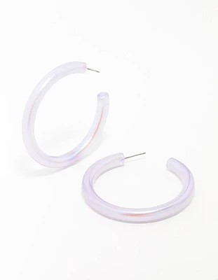 Plastic Pastel Purple Large Skinny Hoop Earrings