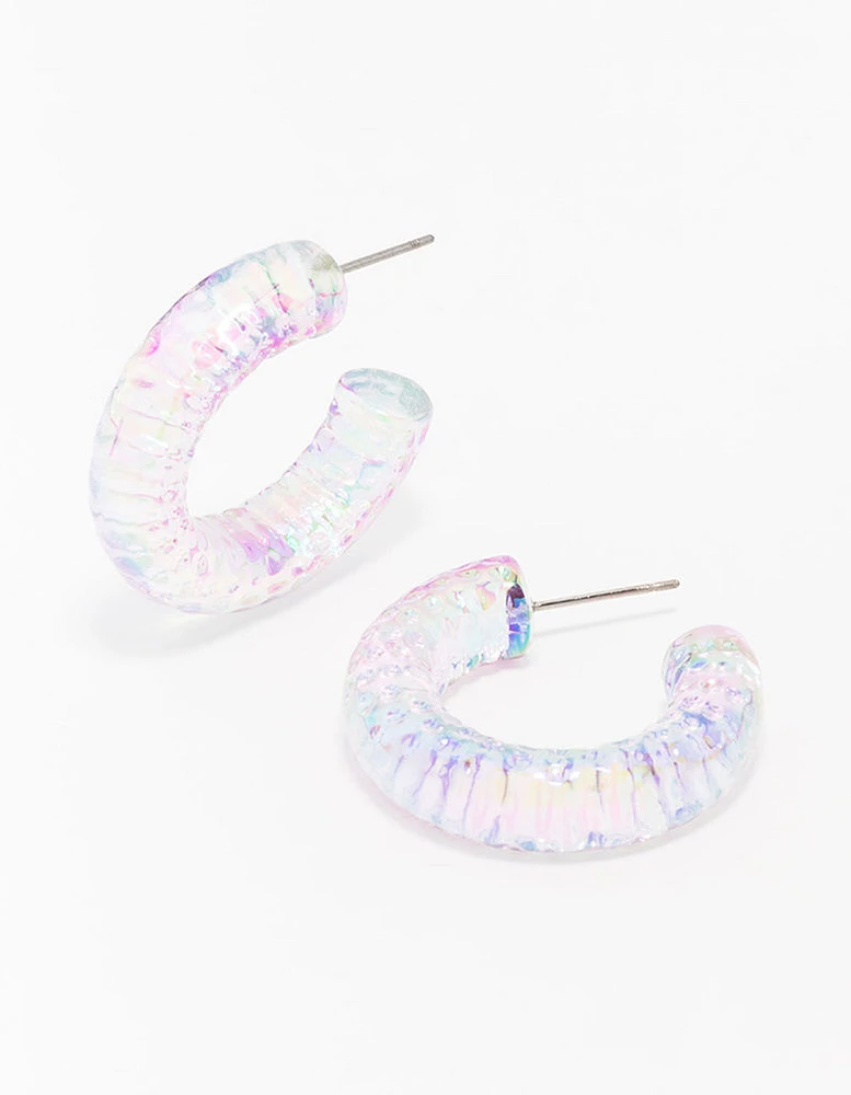 Plastic Clear Glitter Hoop Earring