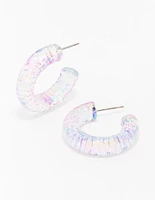 Plastic Clear Glitter Hoop Earring