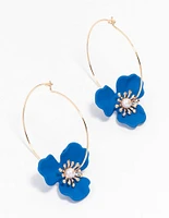 Gold Coated Wire Flower Hoop Earrings