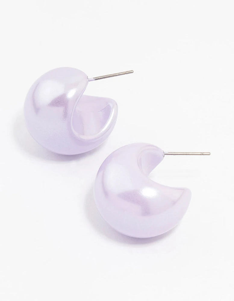 Pastel Purple Coated Bubble Hoop Earrings