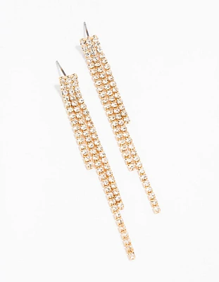 Gold Multi-Length Cupchain Drop Earrings