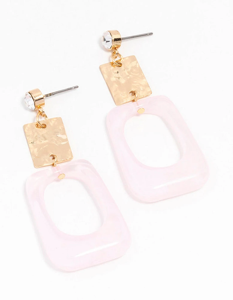 Pink Gold Acrylic Cut Out Drop Earrings