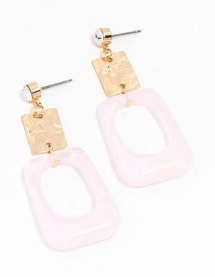 Pink Gold Acrylic Cut Out Drop Earrings