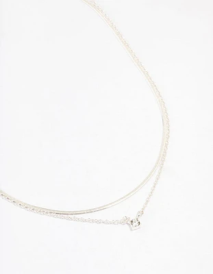 Silver Plated Double Diamante Slinky Chain Necklace