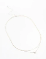 Silver Plated Double Diamante Slinky Chain Layered Necklace