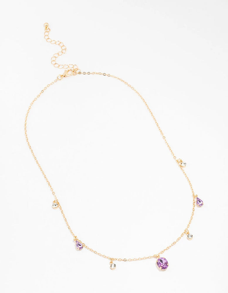 Gold Oval And Circle Droplet Necklace