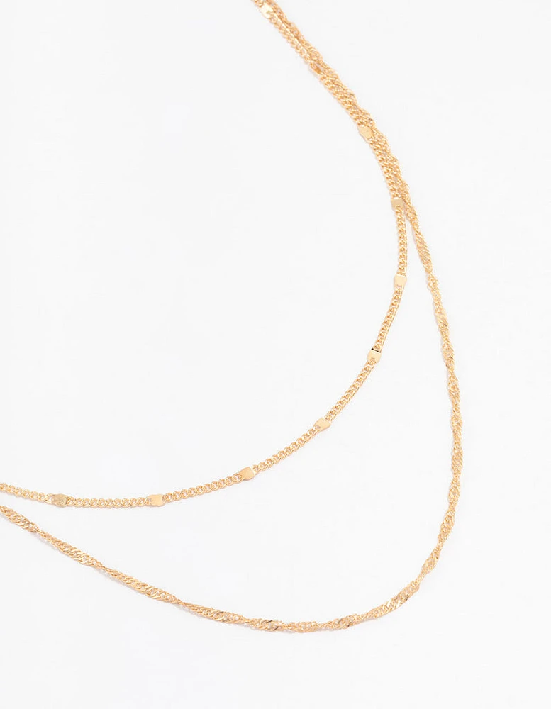 Gold Rope Double Chain Necklace