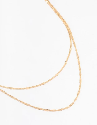 Gold Rope Double Chain Necklace