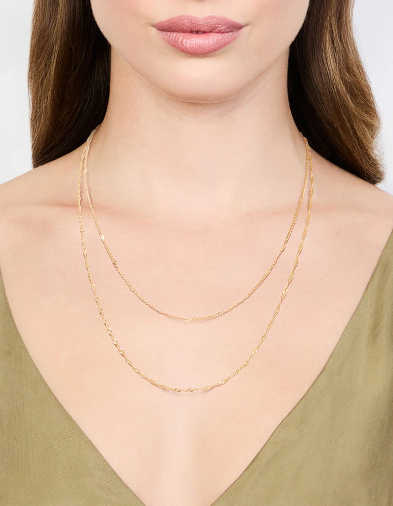 Gold Rope Double Chain Layered Necklace
