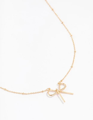 Gold Ball Chain Bow Necklace