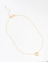 Gold Ball Chain O Ring Necklace