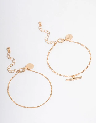 Gold T Bar Bracelet Pack