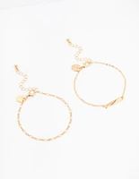 Gold Figaro & Bar Bracelets 2-Pack