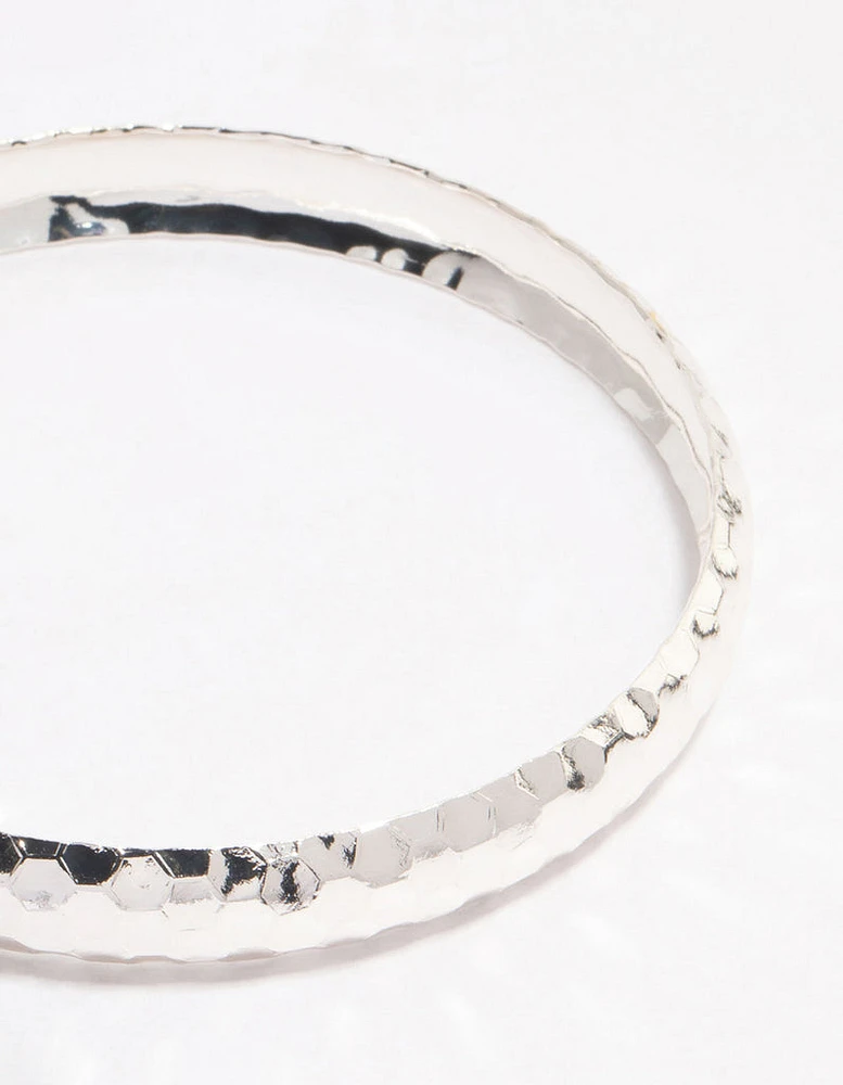 Silver Thin Hammered Bangle