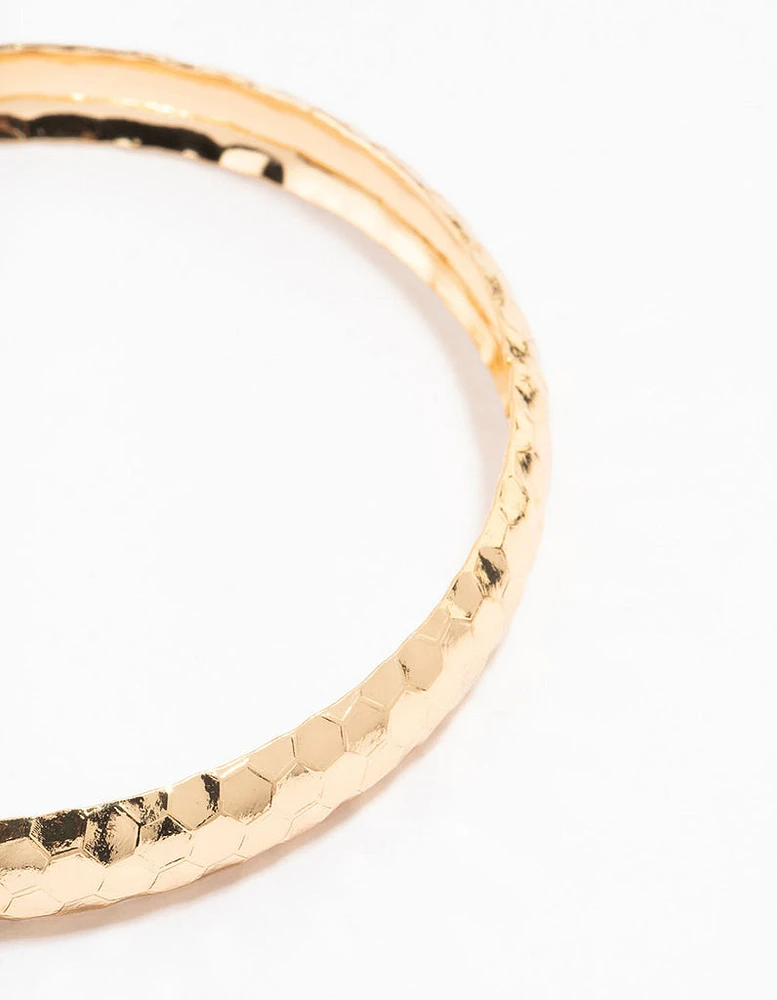 Gold Thin Hammered Bangle