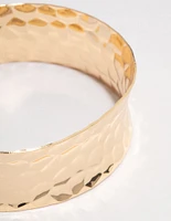 Gold Hammered Open Wrist Cuff