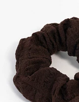 Brown Fabric Seersucker Scrunchie