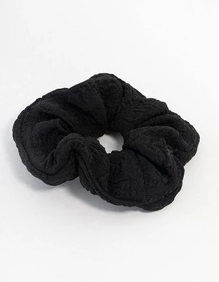 Black Seersucker Fabric Scrunchie